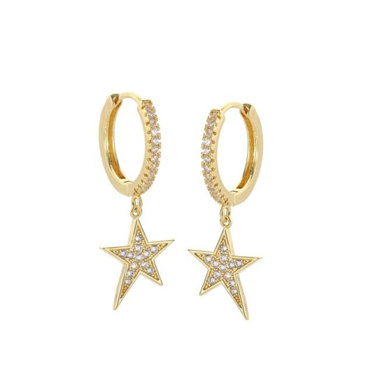 Shooting Star Huggie Hoop Earrings Silver or Gold
