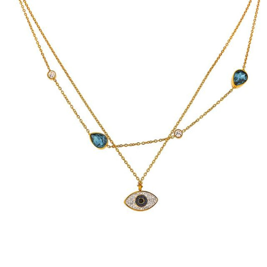 Layered Evil Eye Pendant Necklace Evil Eye Necklace