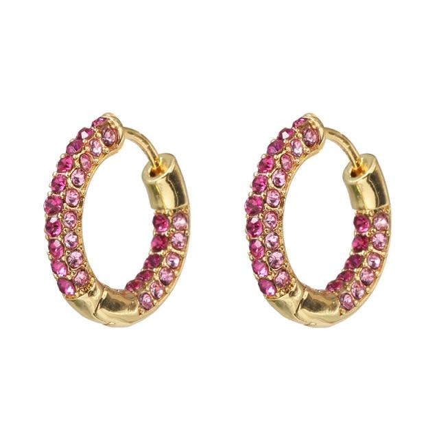 Stackable Huggie Hoop Earrings Pink