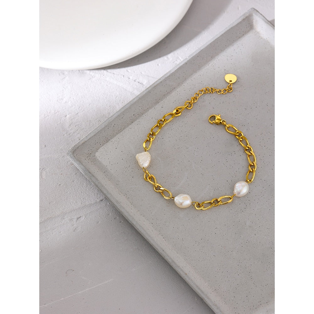 Freshwater Pearl Station Chain Bracelet
