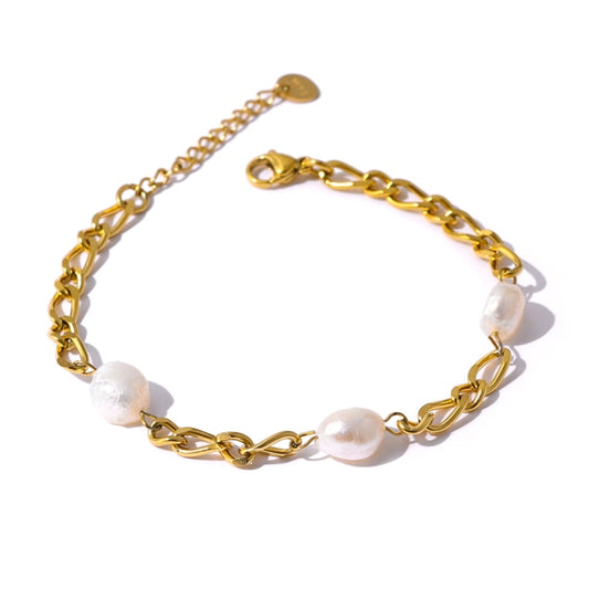 Freshwater Pearl Station Chain Bracelet