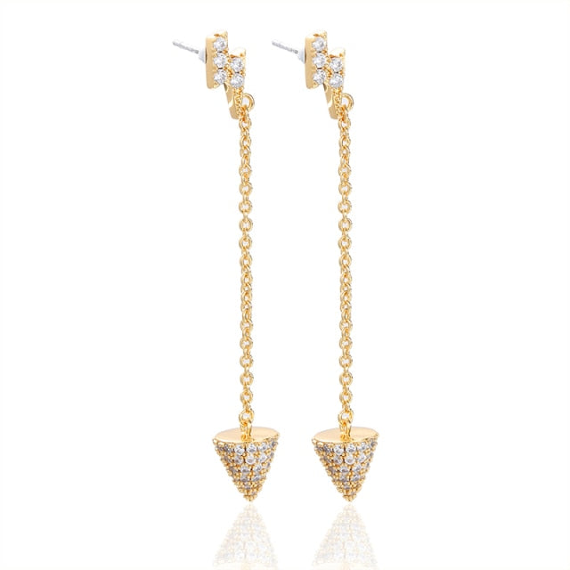 Micro Pave CZ Arrow Dagger Earrings Lightning Bolt Gold or Silver