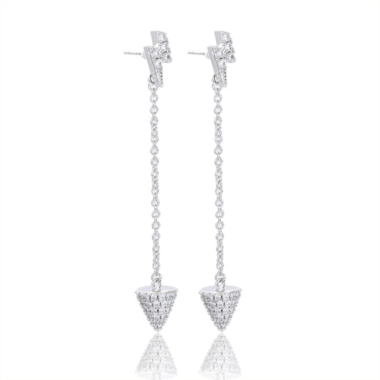 Micro Pave CZ Arrow Dagger Earrings Lightning Bolt Gold or Silver