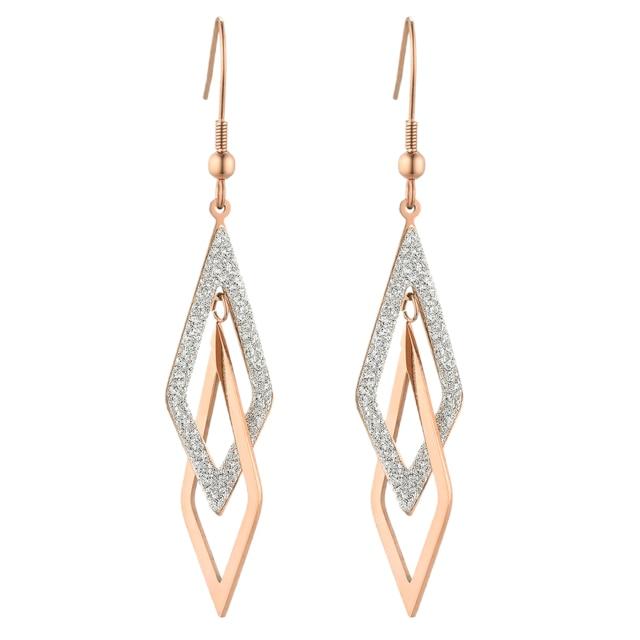 Geometric Tassel Dangle Drop Earrings Rose Gold