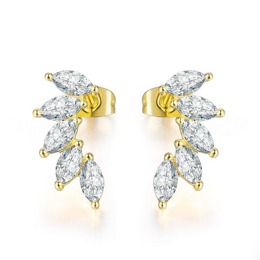 Angel Wing Earrings with Crystals Silver or Gold