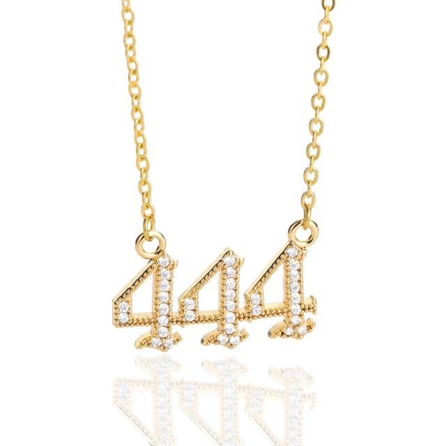 Dainty 444 Angel Number Necklace Gold or Silver CZ