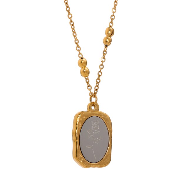 Gold and Silver Rose Pendant Necklace I Love You Rose
