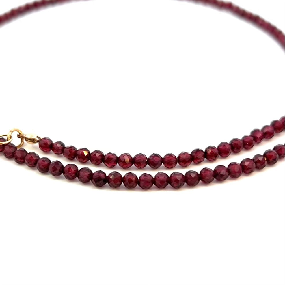 Berry Red Garnet Necklace AAA 14k GF Gold