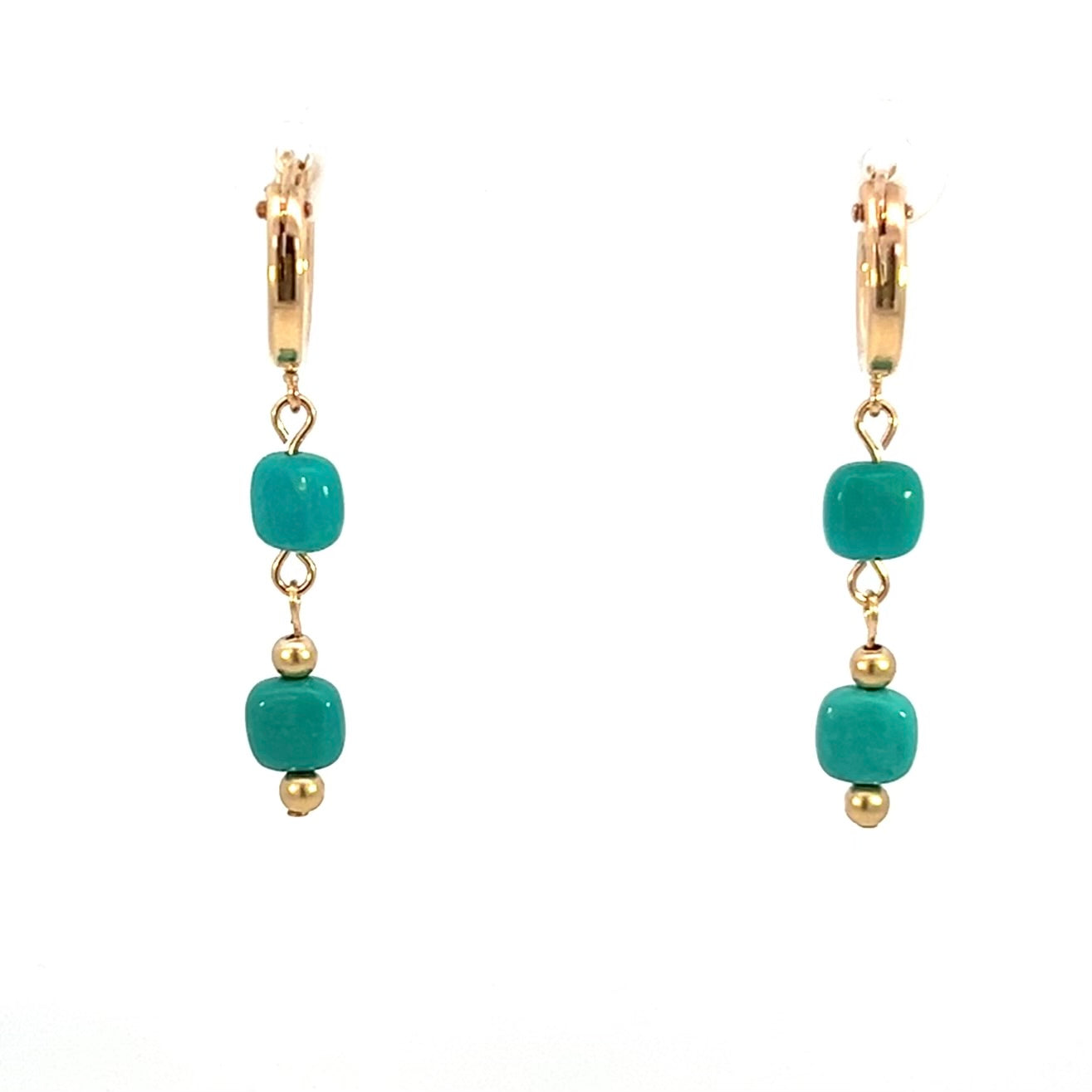 Arizona Blue Turquoise Drop Dangle Earrings 14k GF Gold