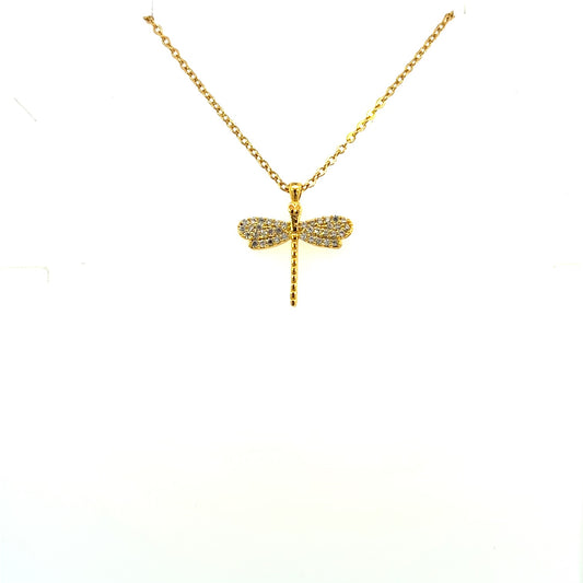 Dragonfly Pendant Necklace Gold
