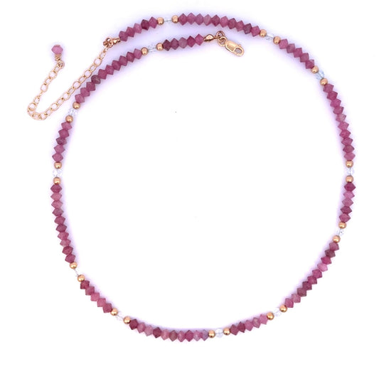 Pink Tourmaline and White Topaz Necklace 14k GF