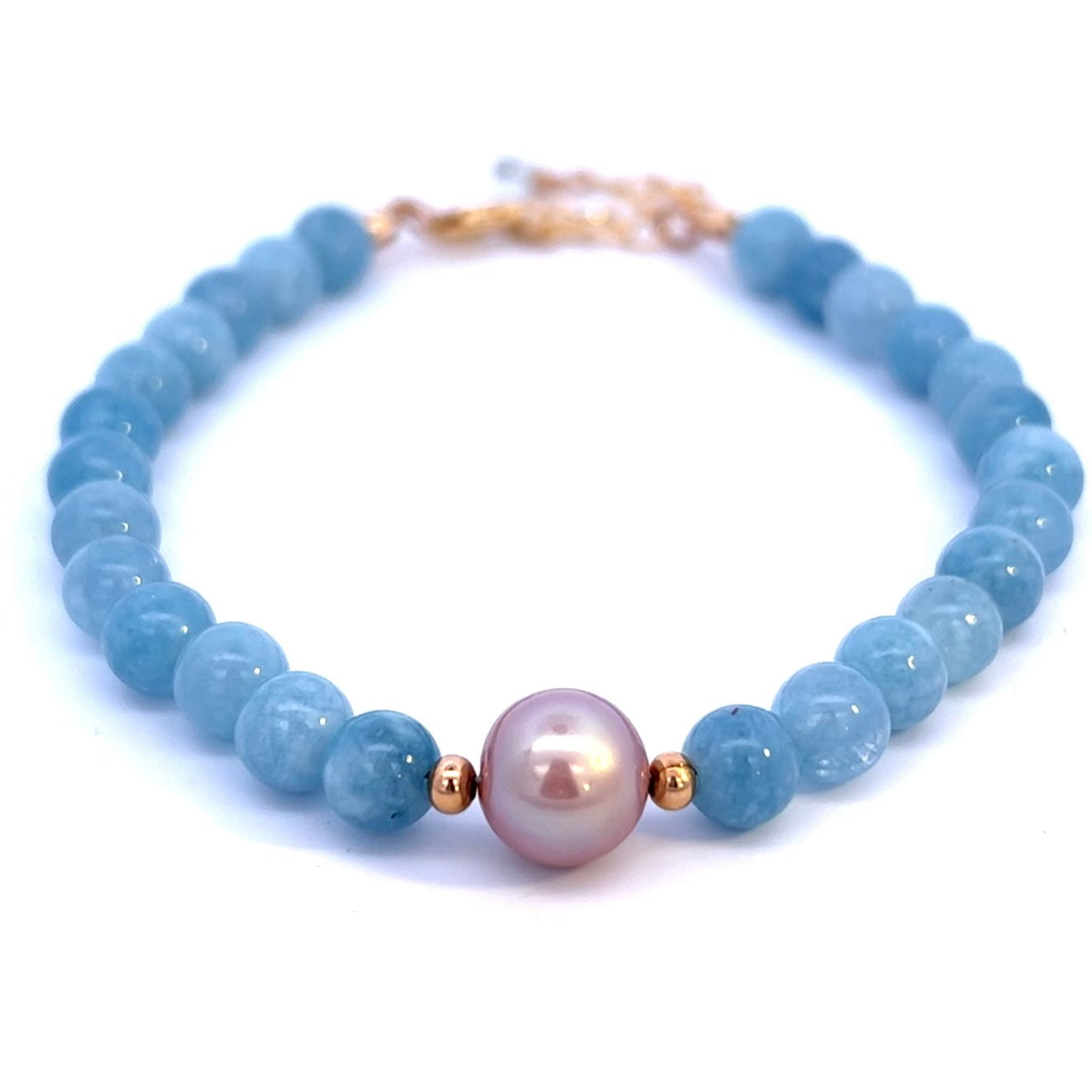 Sky Blue Aquamarine and Pearl Bracelet 14k GF