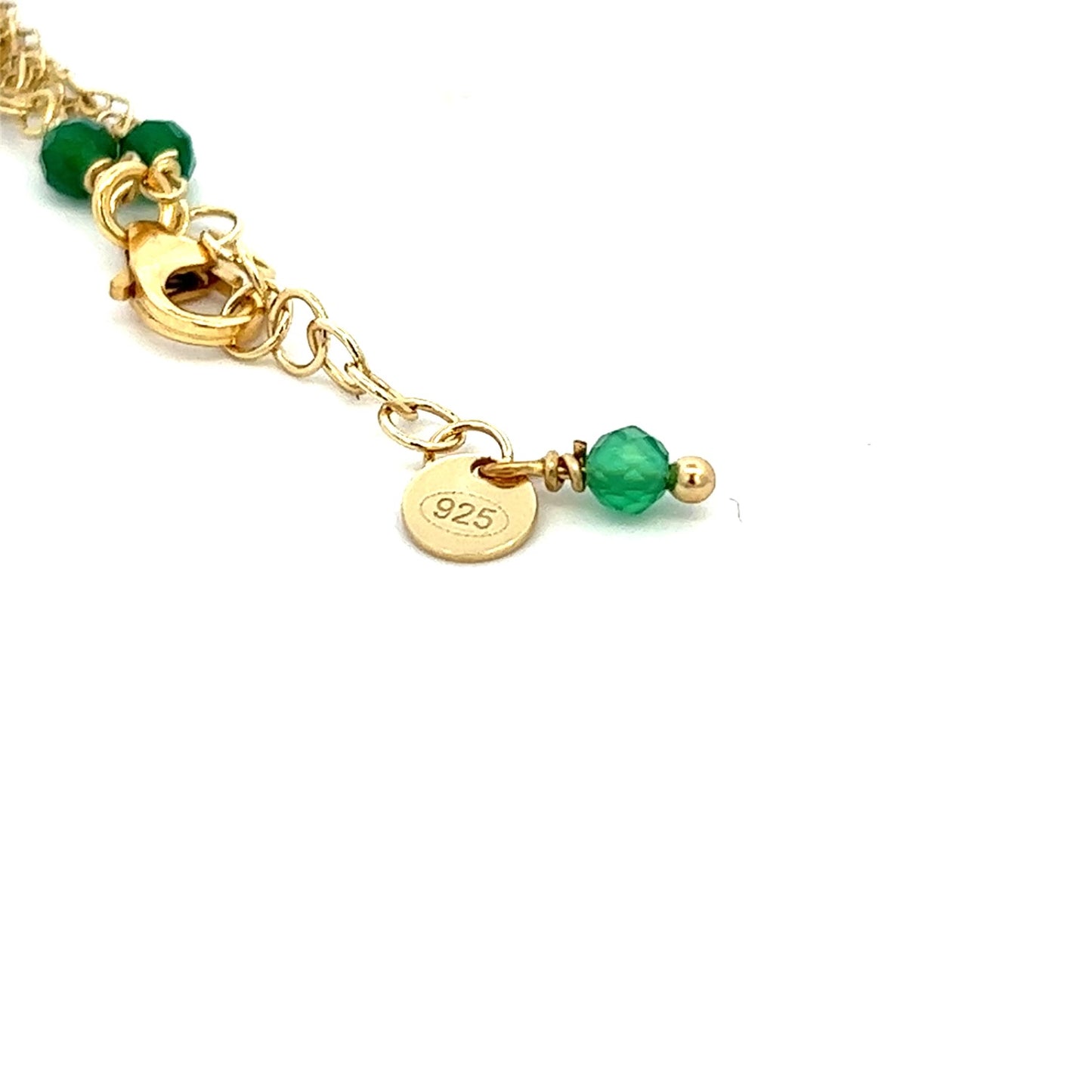 Italian Green Agate Gemstone Layered Necklace Gold