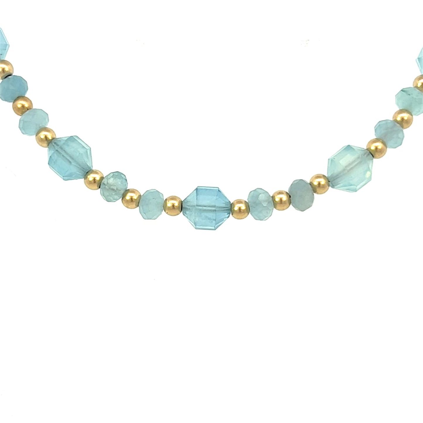 Aquamarine Choker Necklace 14k GF Gold