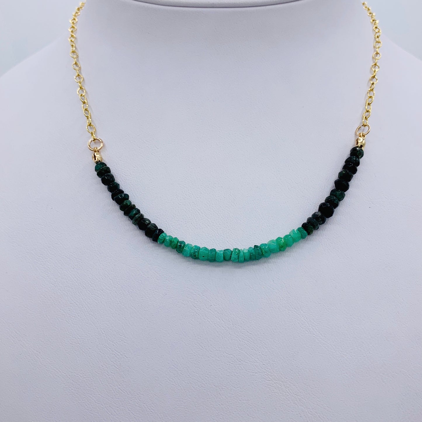 Sakota Emerald Necklace on 14k GF Chain May Birthstone