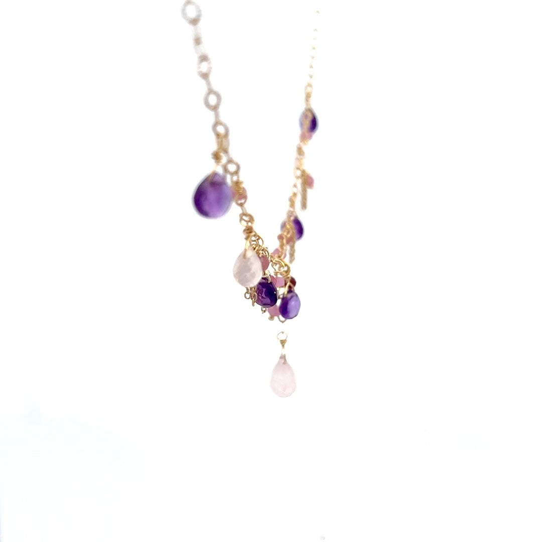 Italian Amethyst with Sapphires and Quartz Choker Necklace
