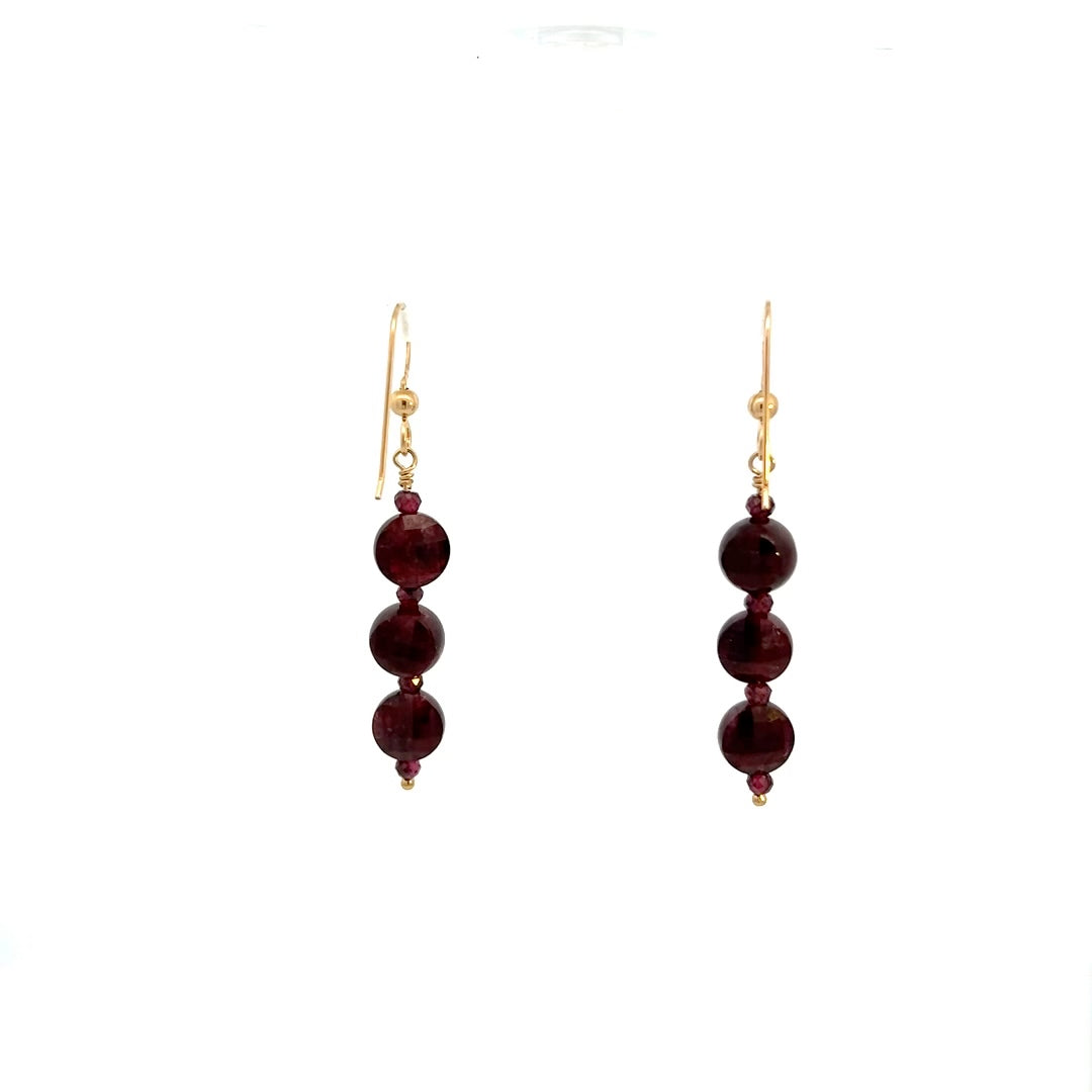 Red Garnet Earrings 14k GF Natural Gemstone