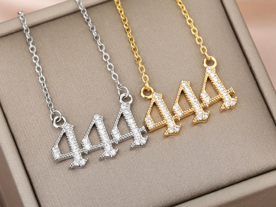 2023 New Square Plate 111 222 333 Lucky Angel Number Necklace Girl's  Birthday Gift 18K Gold Plated Stainless Steel Jewelry