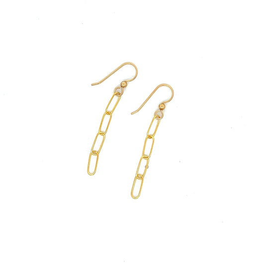 Paperclip Chain Dangle Earrings 14k GF