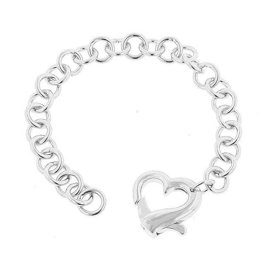 Heart Clasp Bracelet Silver