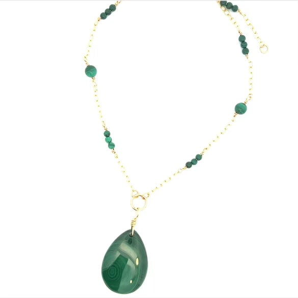 925 Sterling Silver Necklace Malachite Necklace Cluster Necklace