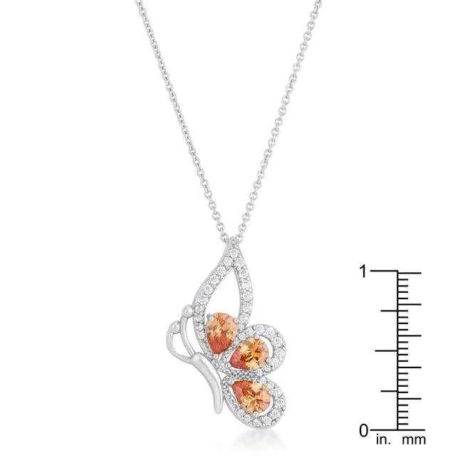 Butterfly Drop Necklace with Champagne CZ