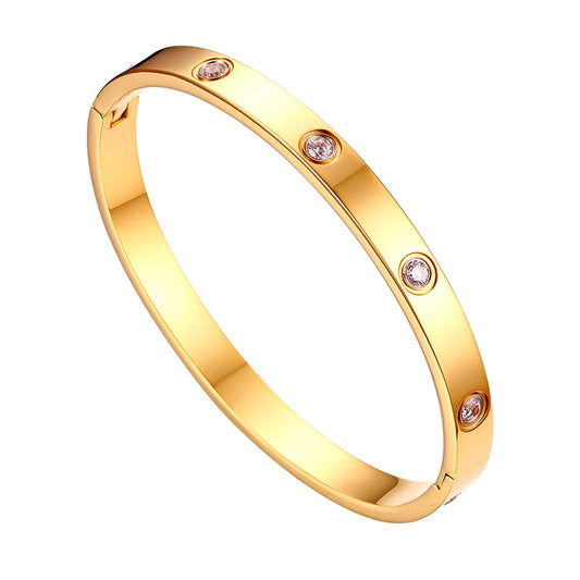 Crystal Stud Bangle Bracelet Gold