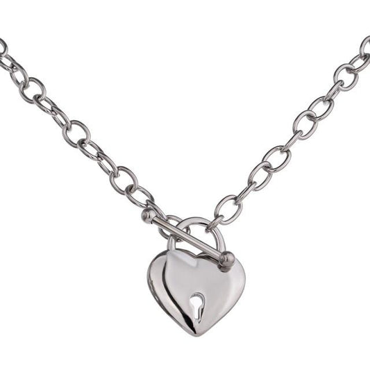 Heart with Lock Pendant Necklace Gold or Silver