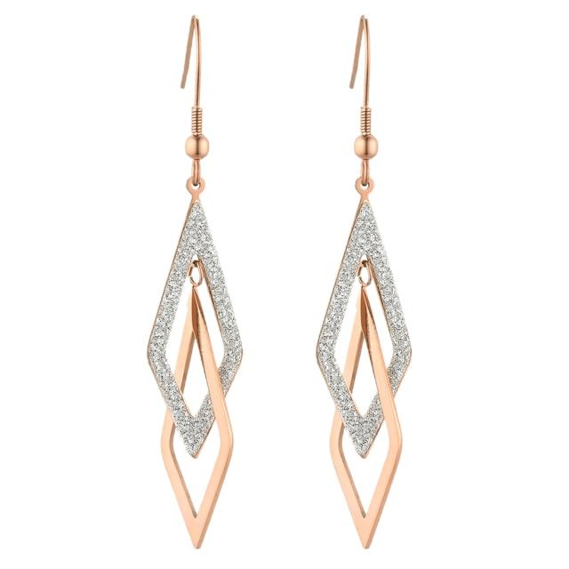 Geometric Tassel Dangle Drop Earrings Rose Gold