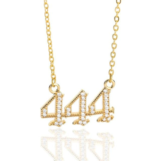 Dainty 444 Angel Number Necklace Gold or Silver CZ